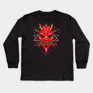 oni mask japan Kids Long Sleeve T-Shirt